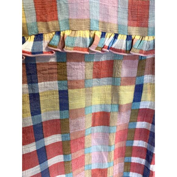 Zac & Rachel, Colorful Plaid, Button up, V-Neck, Ruffles, S - Picture 5 of 8